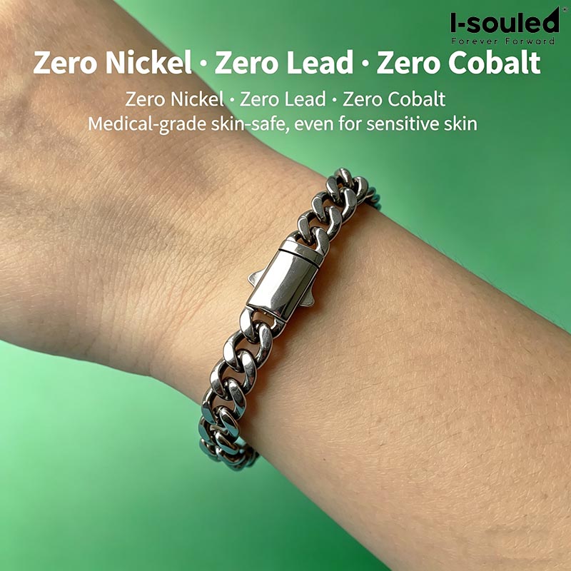Ceramic Link Bracelet - สร้อยข้อมือไทเทเนียมแท้ขนาด 7 มม. น้ำหนักเบา ป้องกันอาการแพ้ ตัวล็อกแบบคิวบา