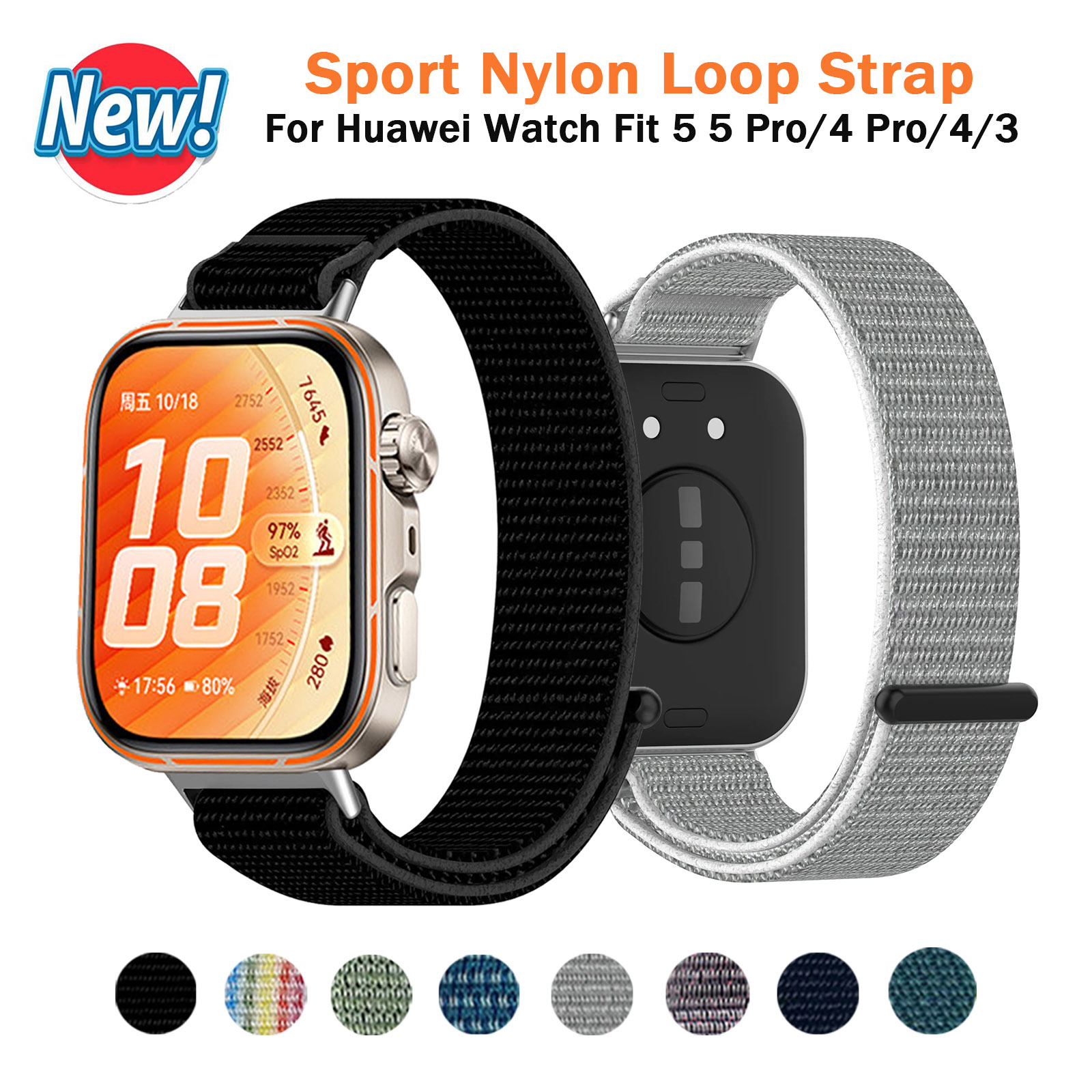 Sport Loop Strap - สมาร์ทวอทช์สายไนลอนสำหรับนาฬิกาหัวเว่ยฟิต 5 โปร 4 โปร/ฟิต 5