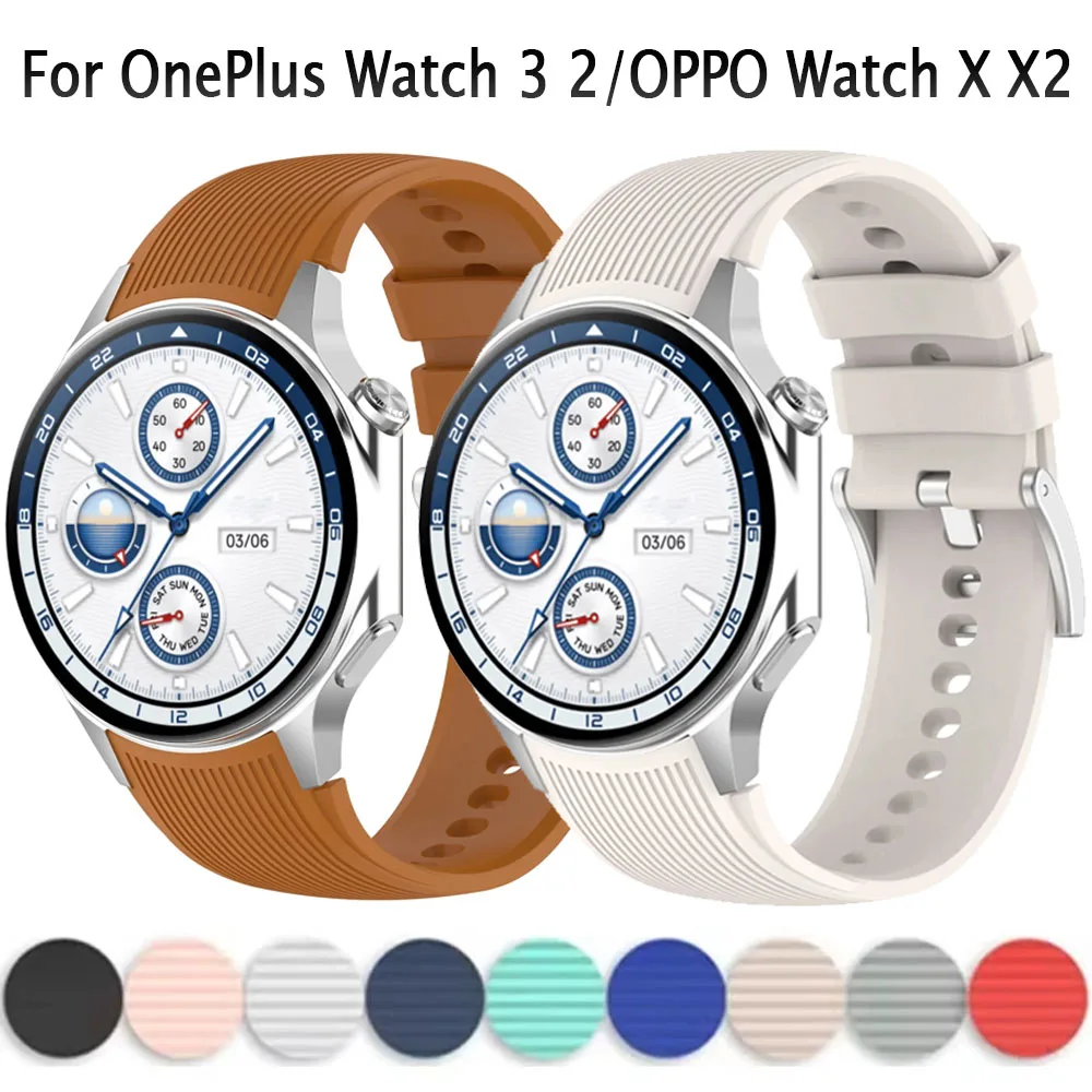 Smartwatch X2 - สายเดิมสําหรับ OnePlus Watch 3/2 SmartWatch สายรัดข้อมือซิลิโคนสําหรับ