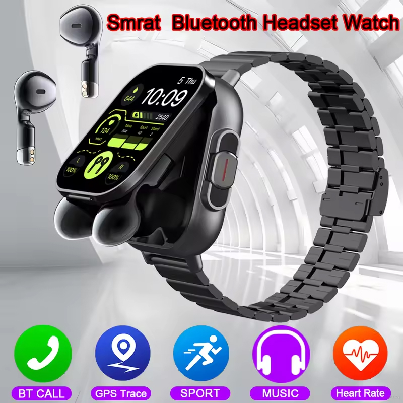 Smartwatch Headset - NFC สมาร์ทวอท์ช TWS 2-in-1 ชุดหูฟังบลูทูธอัตราการเต้นของหัวใจความดันโลหิตการตรวจสอบสุขภาพหูฟังเล่นเพลงสมาร์ทวอทช์