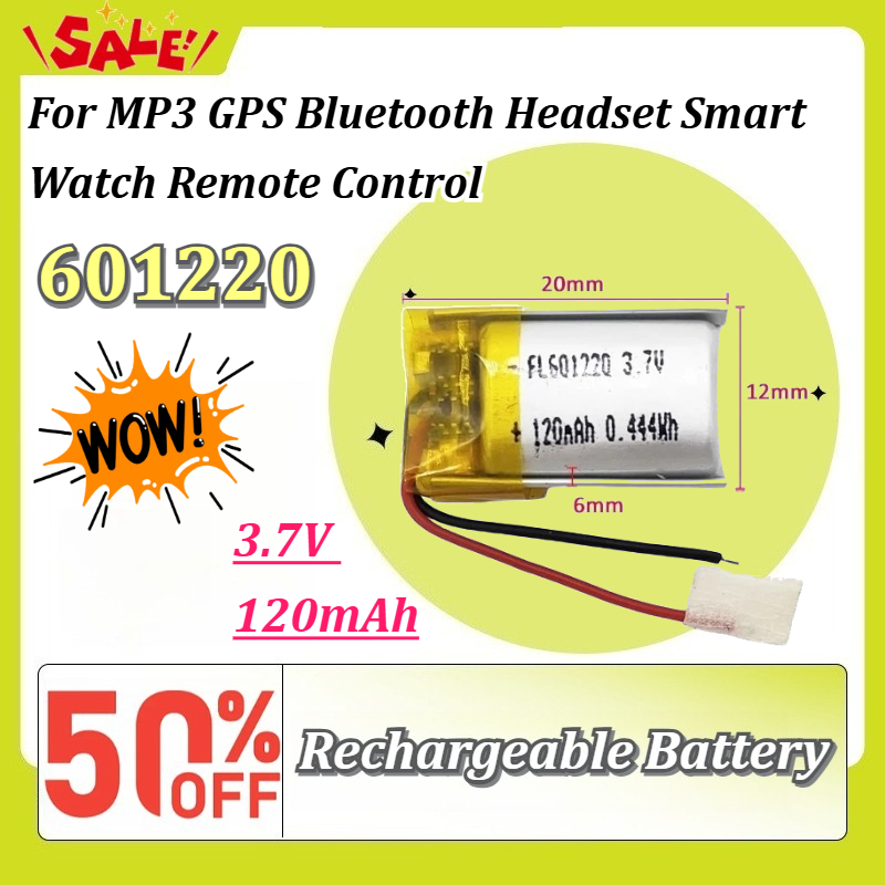 Smartwatch Headset - ใหม่ 3.7V 120mAh 601220 Li-Po แบตเตอรี่ทดแทนแบบชาร์จไฟได้สำหรับ