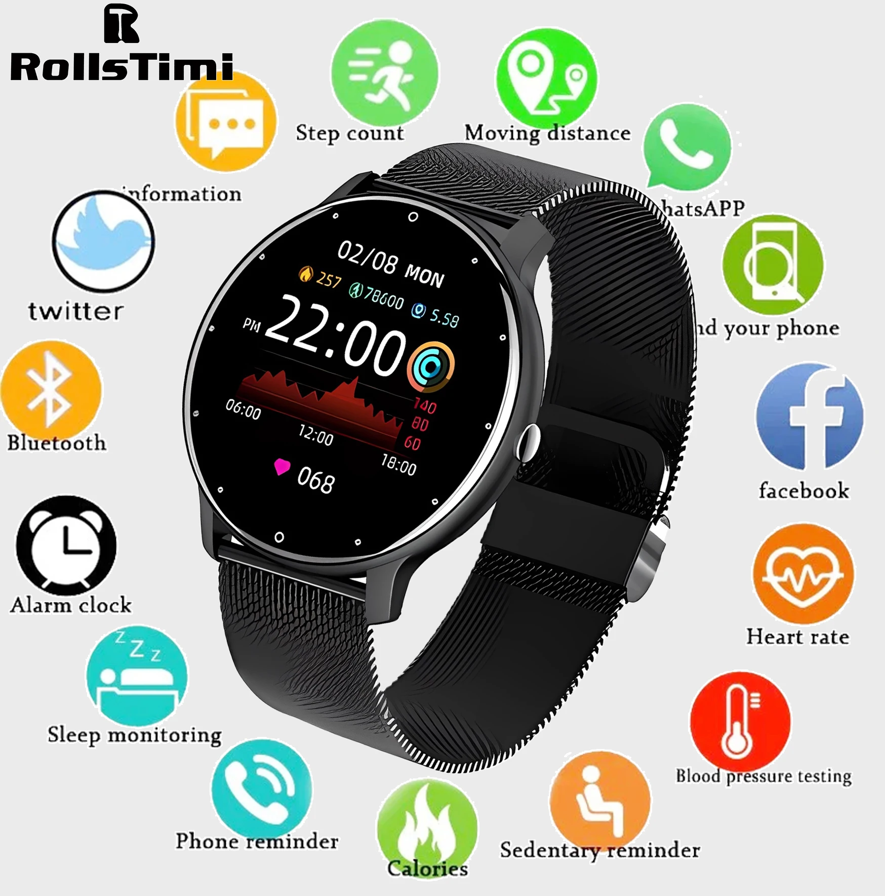 Smartwatch Faces - สมาร์ทนาฬิกาผู้ชายบลูทูธโทร 24H Heart Rate Monitorผู้หญิงกีฬาฟิตเนสIP67 นาฬิกาสมาร์ทกันน้ําสําหรับAndroid