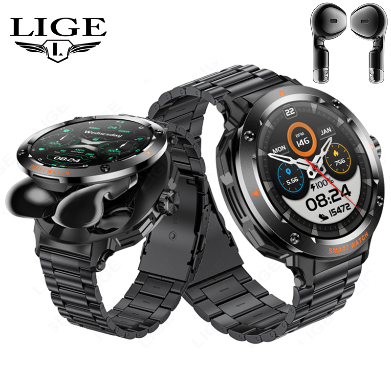 Smartwatch Headset - ผู้ชายใหม่ 2 ใน 1 ชุดหูฟังสมาร์ทนาฬิกาบลูทูธ Heart
