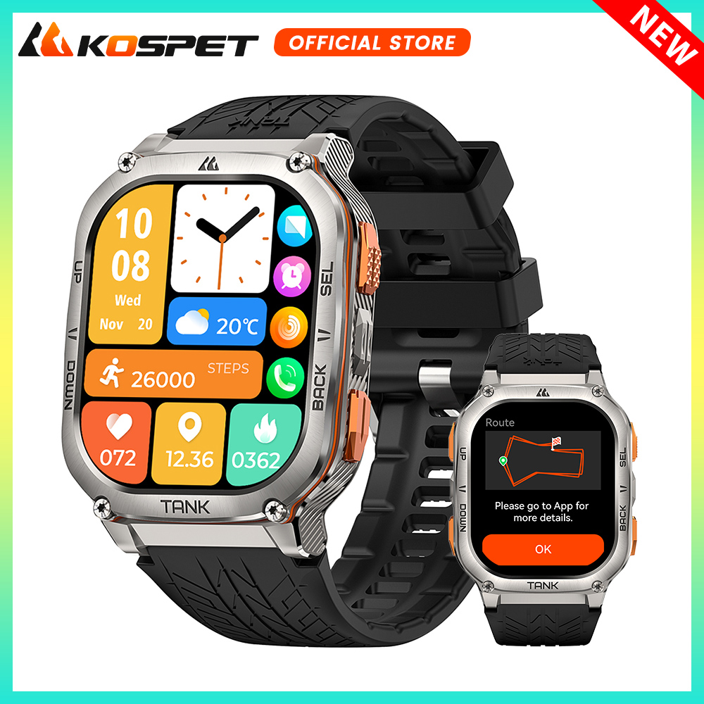 Smartwatch X2 - KOSPET TANK M3 Ultra GPS สมาร์ทนาฬิกาผู้ชายเกรดทหารเข็มทิศเครื่องวัดระยะสูง