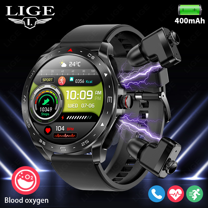 Smartwatch Headset - Lige มาพร้อมกับหูฟังบลูทูธชุดหูฟังสมาร์ทวอทช์ผู้หญิงตัวติดตามลำโพงนาฬิกาสปอร์ตผู้ชายเพลงกันน้ำสมาร์ทวอท์ชหน้าจอ AMOLED