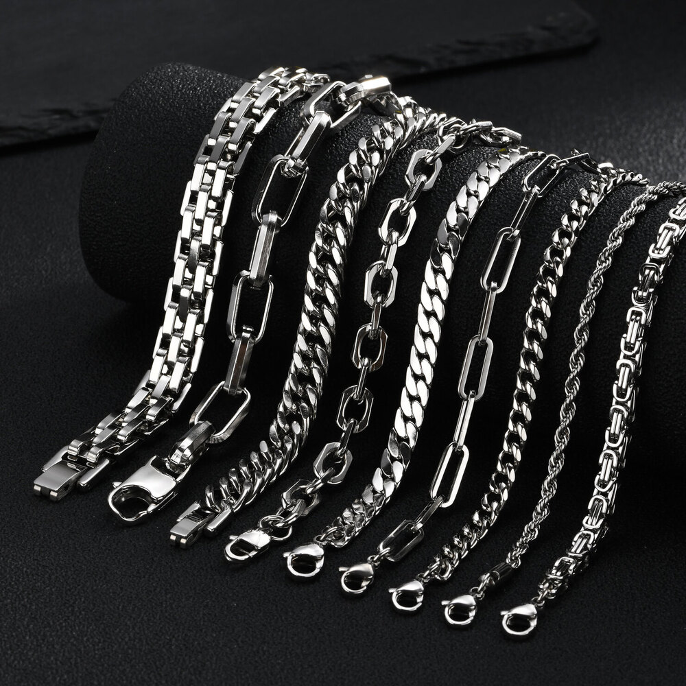 สร้อยข้อมือผู้ชายสีเงินสไตล์พั - Ceramic Link Bracelet บทวิจารณ์และราคา