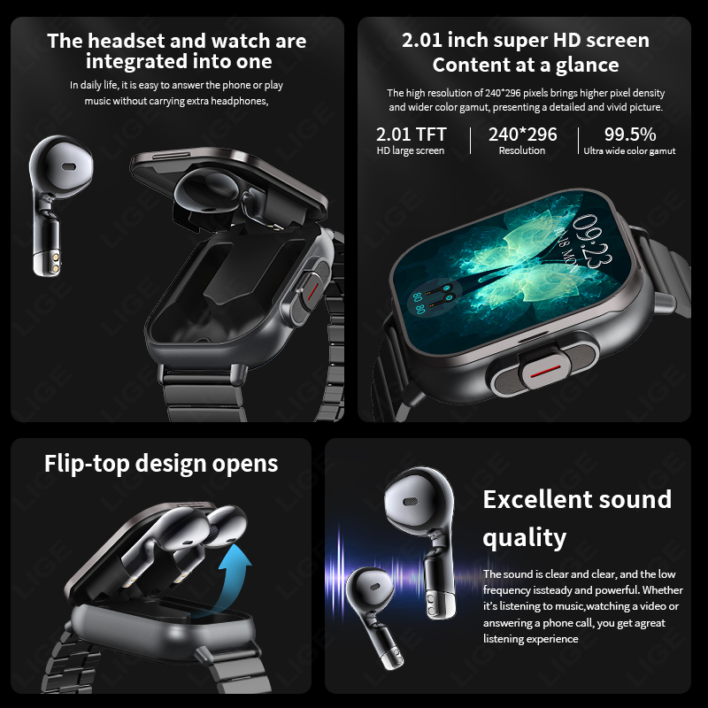 NFC สมาร์ทวอท์ช TWS 2-in-1 ชุด - Smartwatch Headset บทวิจารณ์และราคา