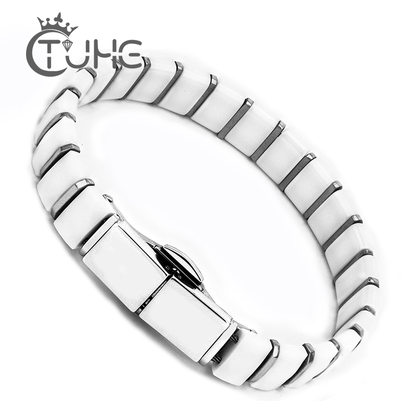 สีขาวสีดำผู้ชายสุขภาพสร้อยข้อม - Ceramic Link Bracelet บทวิจารณ์และราคา