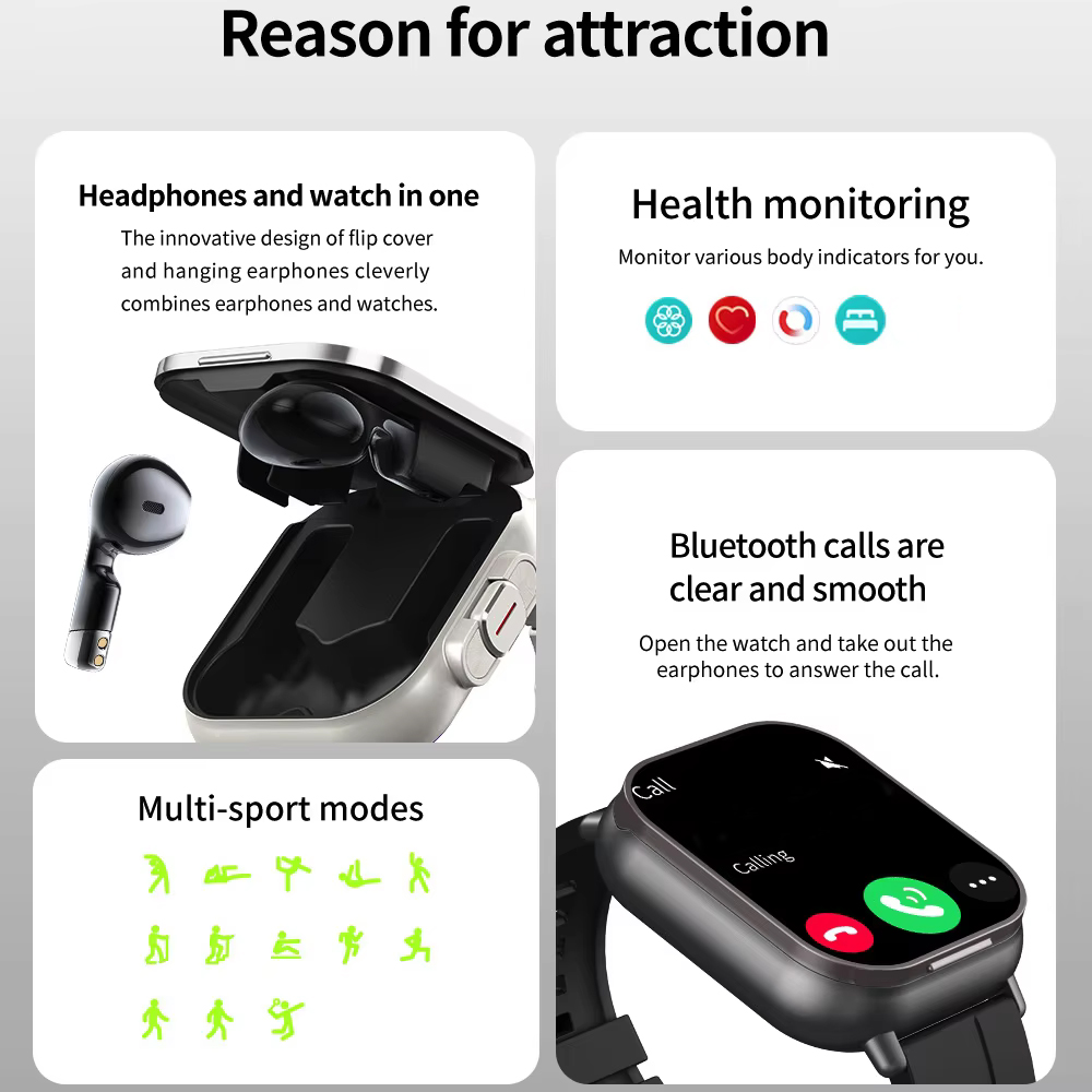 หูฟัง 2 in 1 นาฬิกาอัจฉริยะ รอ - Smartwatch Headset บทวิจารณ์และราคา