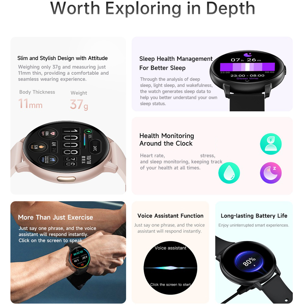 BT โทร สมาร์ทวอทช์ ผู้หญิง กีฬ - Smartwatch Custom บทวิจารณ์และราคา