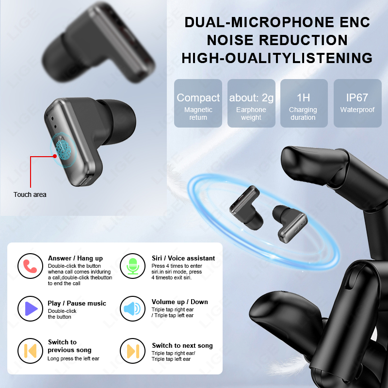 LIGE TWS 2 In 1 ชุดหูฟังสมาร์ท - Smartwatch Headset บทวิจารณ์และราคา