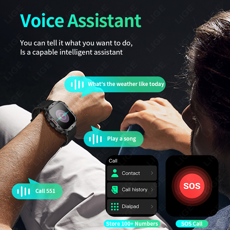LIGE กลางแจ้งสมาร์ทนาฬิกาผู้ชา - Smartwatch Faces บทวิจารณ์และราคา