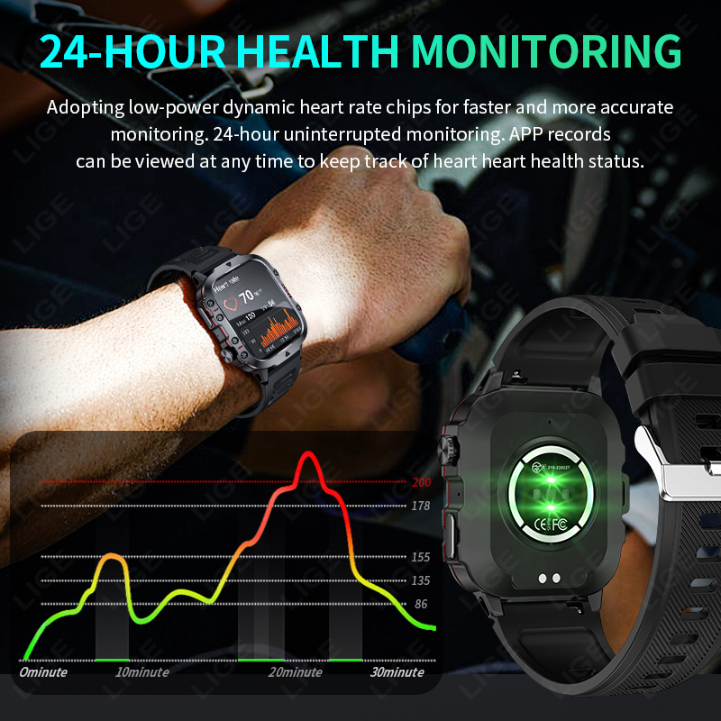 LIGE กลางแจ้งสมาร์ทนาฬิกาผู้ชา - Smartwatch Faces บทวิจารณ์และราคา