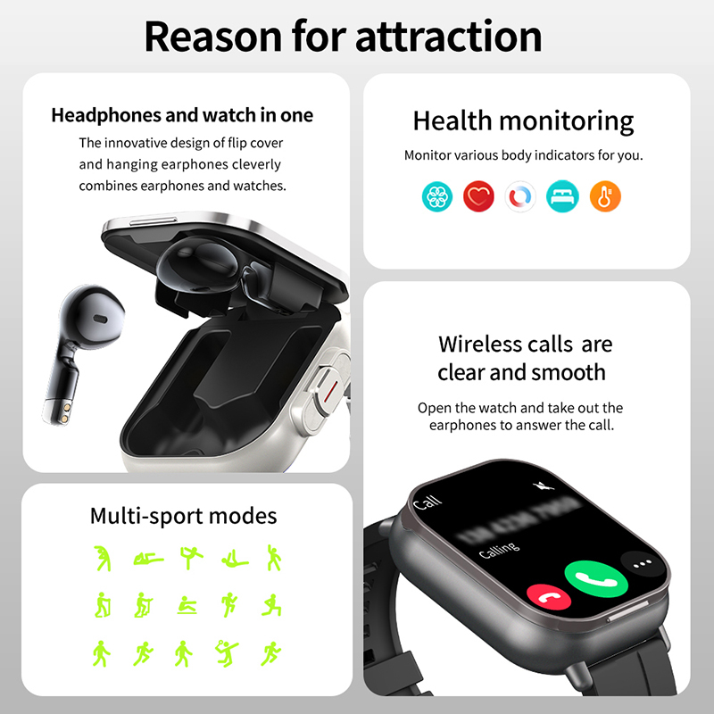 ใหม่ TWS 2 ใน 1 สมาร์ทวอทช์พร้ - Smartwatch Headset บทวิจารณ์และราคา