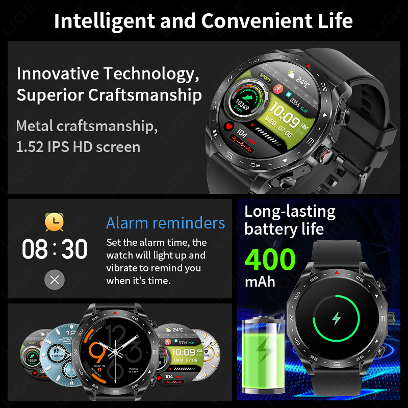 Lige มาพร้อมกับหูฟังบลูทูธชุดห - Smartwatch Headset บทวิจารณ์และราคา
